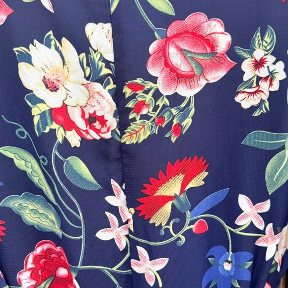 Betsy Johnson Dress Bambi Garden Floral Mini Navy Wide Bell Sleeves Babydoll 4 - Picture 6 of 9